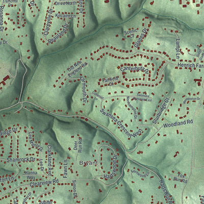 Second close-up of the map of Hampton, Pennsylvania print showing more streets and buildings