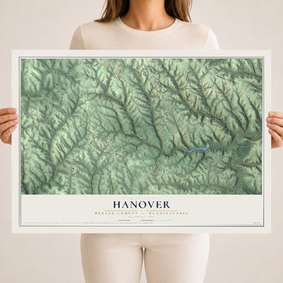 Map of Hanover, Beaver County, Pennsylvania, 18 x 24 inch unframed archival matte print