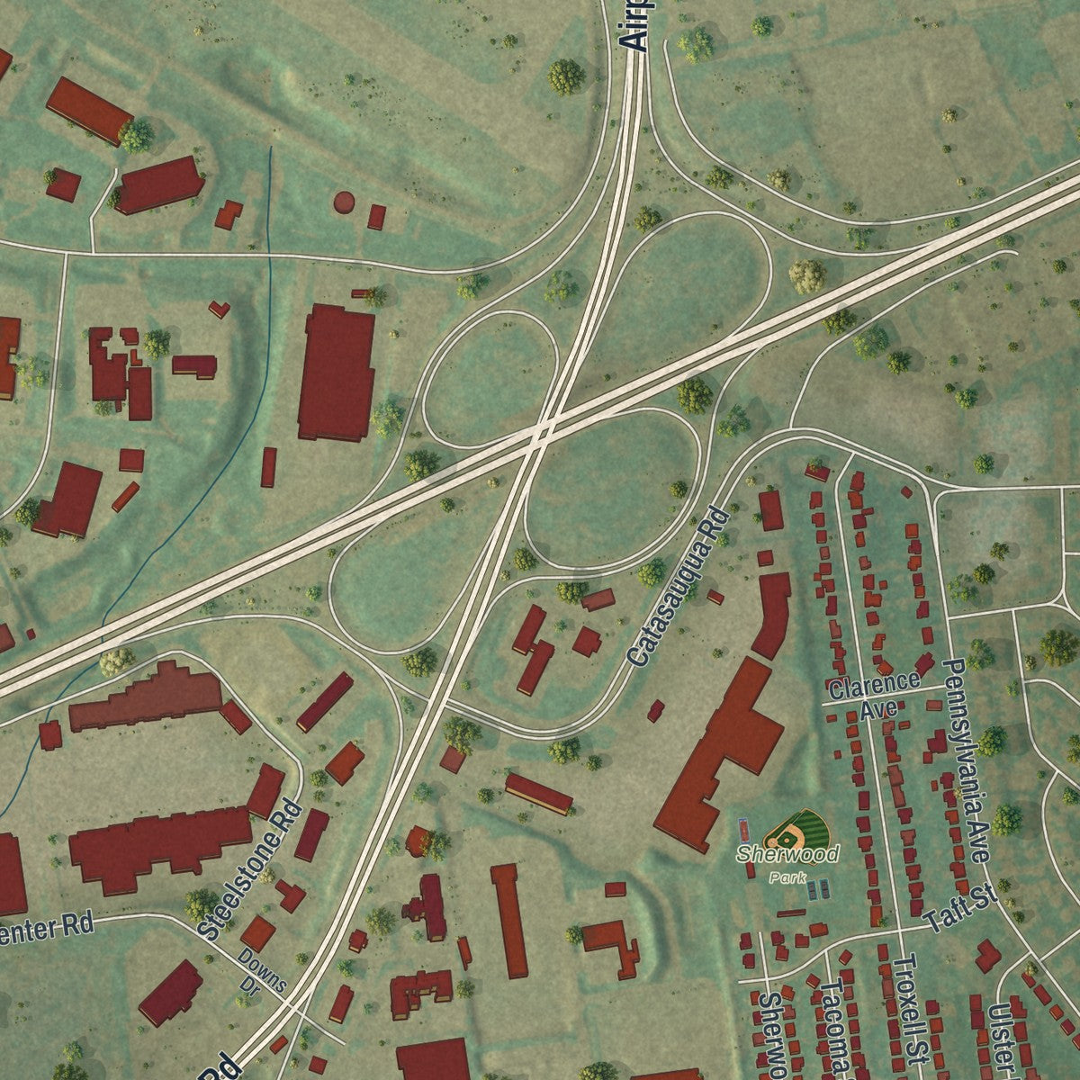 Close-up of the map of Hanover, Lehigh County, Pennsylvania print showing street and building detail