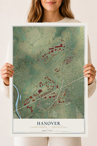 Map of Hanover, Lehigh County, Pennsylvania, 18 x 24 inch unframed archival matte print