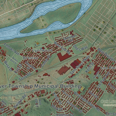 Close-up of the map of Hanover, Luzerne County, Pennsylvania print showing street and building detail