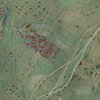 Second close-up of the map of Hanover, Luzerne County, Pennsylvania print showing more streets and buildings