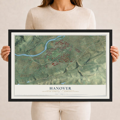 Map of Hanover, Luzerne County, Pennsylvania, 12 x 18 inch print in a black wood frame