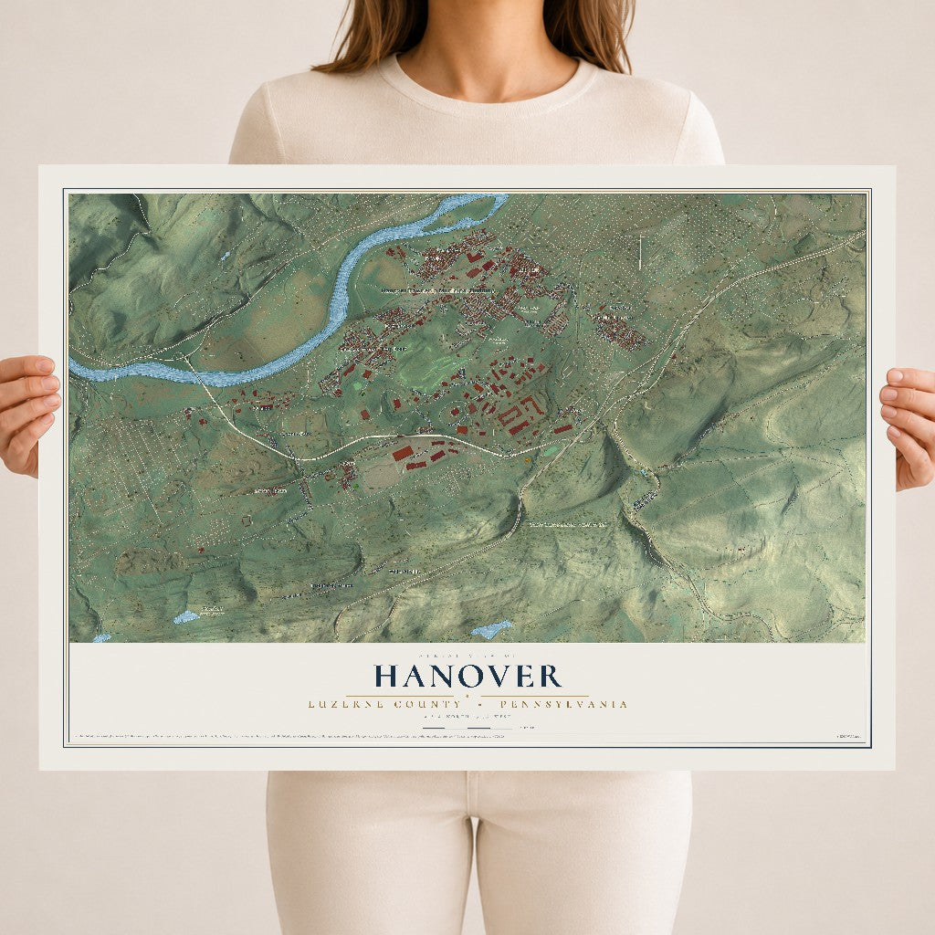 Map of Hanover, Luzerne County, Pennsylvania, 18 x 24 inch unframed archival matte print