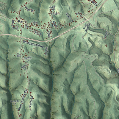 Second close-up of the map of Hanover, Washington County, Pennsylvania print showing more streets and buildings