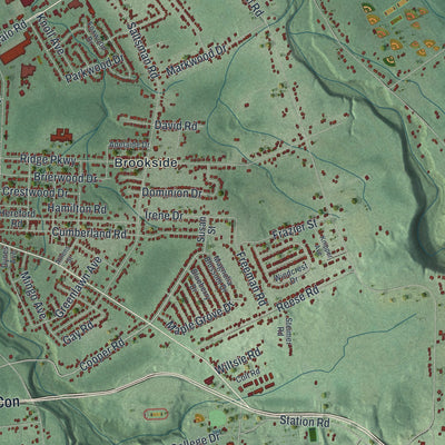 Close-up of the map of Harborcreek, Pennsylvania print showing street and building detail