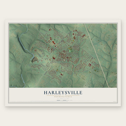 Harleysville, Pennsylvania map print, the full design