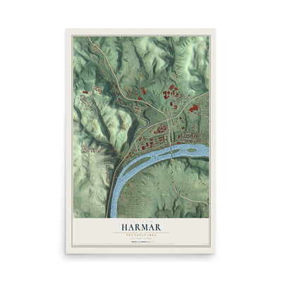 Map of Harmar, Pennsylvania, 12 x 18 inch unframed archival matte print