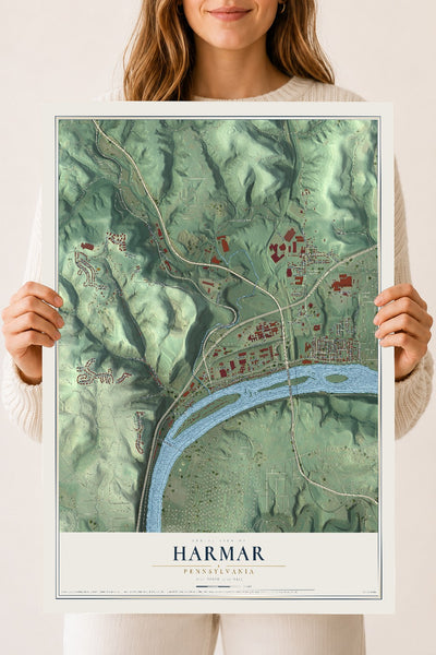 Map of Harmar, Pennsylvania, 18 x 24 inch unframed archival matte print
