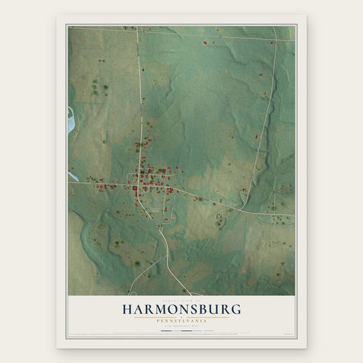 Harmonsburg, Pennsylvania map print, the full design