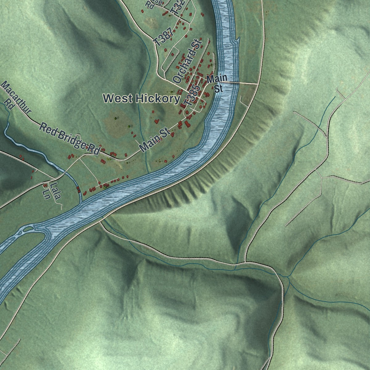 Close-up of the map of Harmony, Forest County, Pennsylvania print showing street and building detail