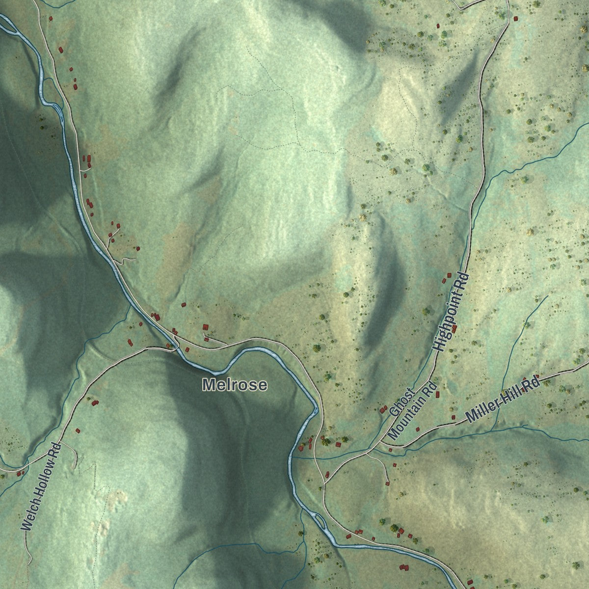 Second close-up of the map of Harmony, Susquehanna County, Pennsylvania print showing more streets and buildings