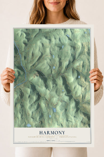 Map of Harmony, Susquehanna County, Pennsylvania, 18 x 24 inch unframed archival matte print