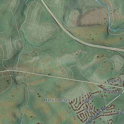Second close-up of the map of Harris, Pennsylvania print showing more streets and buildings