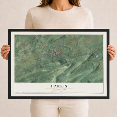 Map of Harris, Pennsylvania, 12 x 18 inch print in a black wood frame