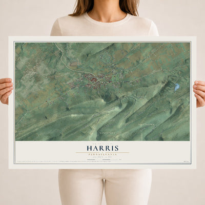 Map of Harris, Pennsylvania, 18 x 24 inch unframed archival matte print