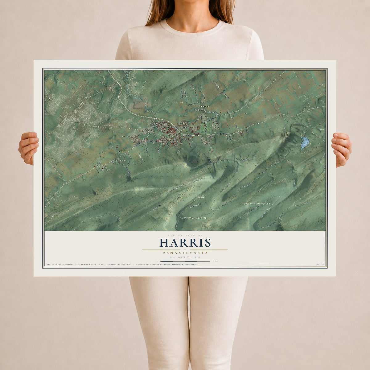 Map of Harris, Pennsylvania, 24 x 36 inch unframed archival matte print
