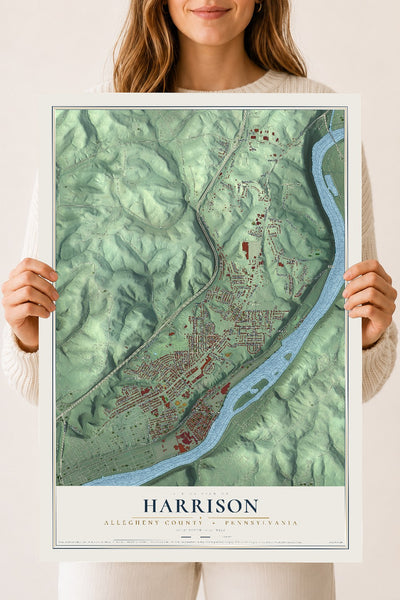 Map of Harrison, Allegheny County, Pennsylvania, 18 x 24 inch unframed archival matte print