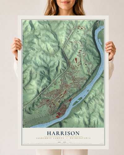 Map of Harrison, Allegheny County, Pennsylvania, 24 x 36 inch unframed archival matte print