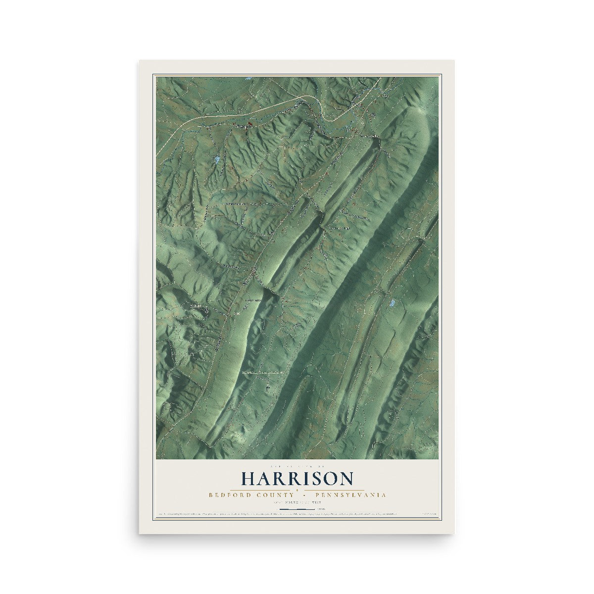 Map of Harrison, Bedford County, Pennsylvania, 12 x 18 inch unframed archival matte print