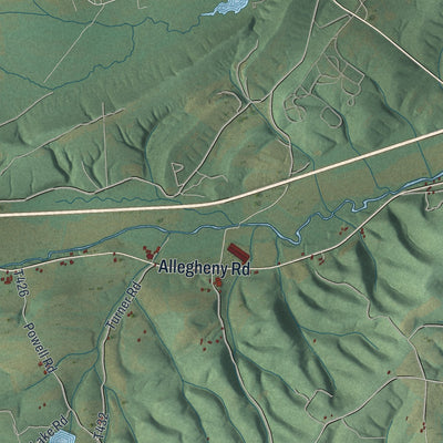 Second close-up of the map of Harrison, Bedford County, Pennsylvania print showing more streets and buildings