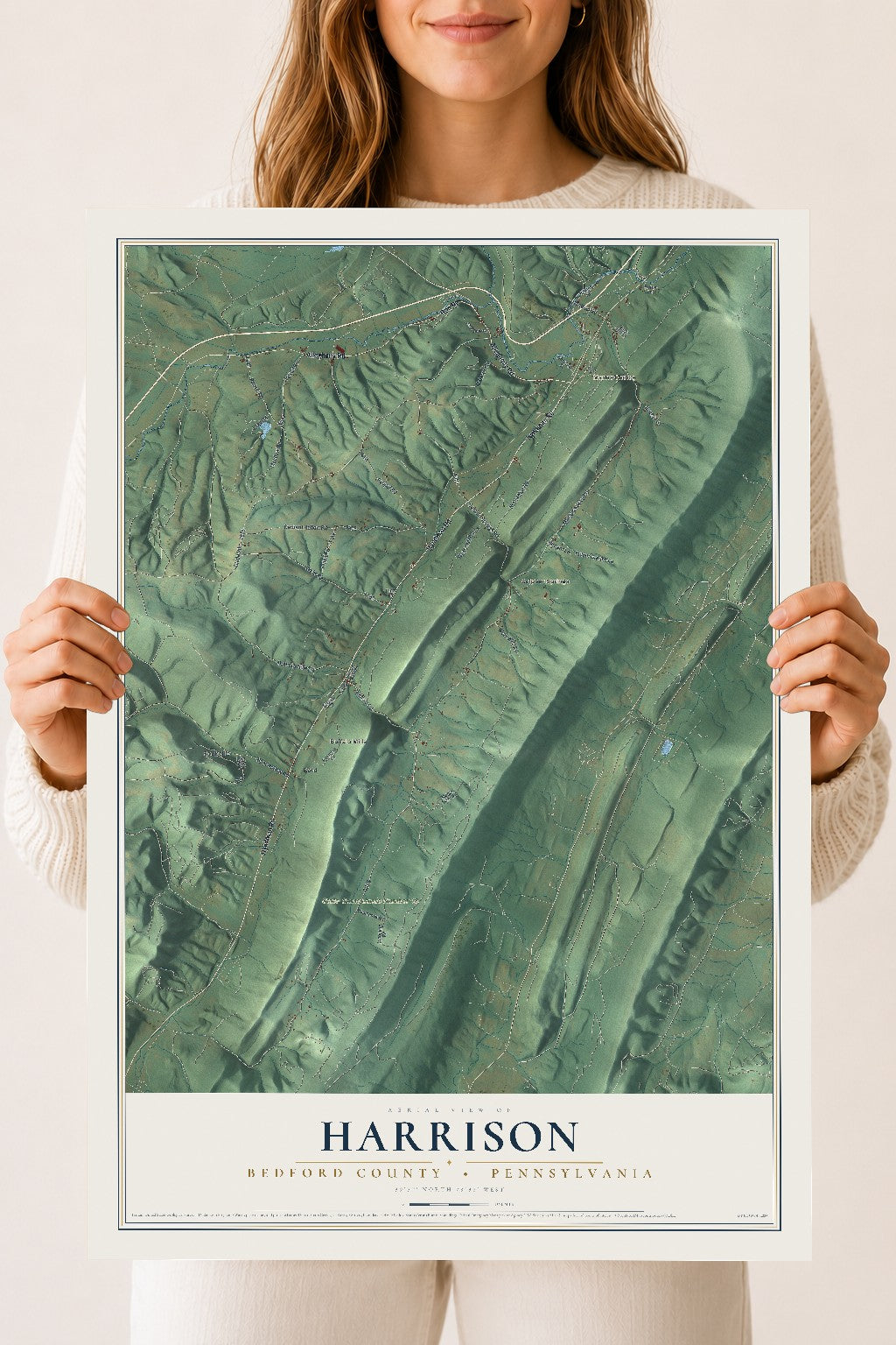Map of Harrison, Bedford County, Pennsylvania, 18 x 24 inch unframed archival matte print
