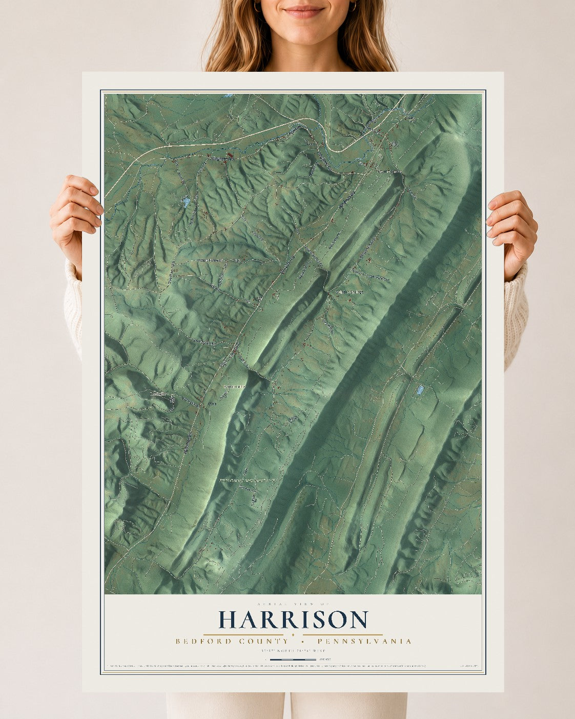 Map of Harrison, Bedford County, Pennsylvania, 24 x 36 inch unframed archival matte print