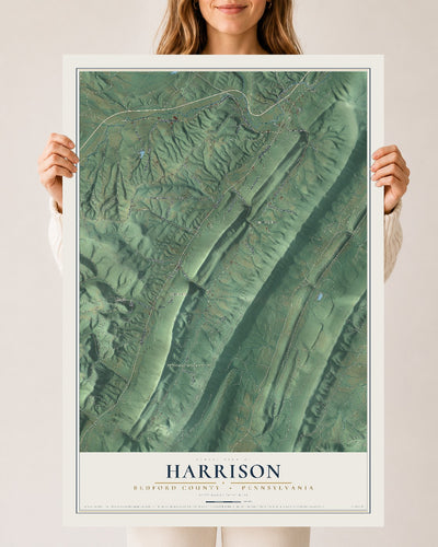 Map of Harrison, Bedford County, Pennsylvania, 24 x 36 inch unframed archival matte print