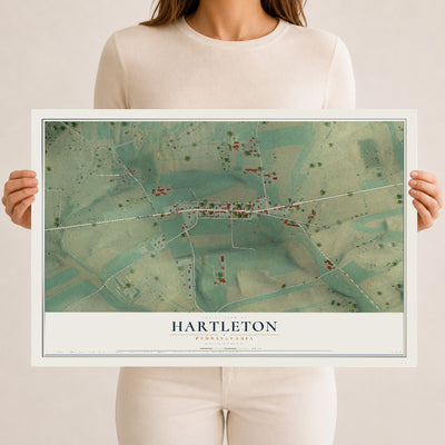 Map of Hartleton, Pennsylvania, 12 x 18 inch unframed archival matte print