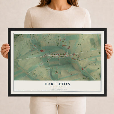 Map of Hartleton, Pennsylvania, 12 x 18 inch print in a black wood frame