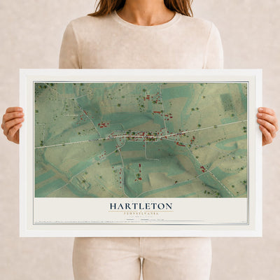 Map of Hartleton, Pennsylvania, 12 x 18 inch print in a white wood frame