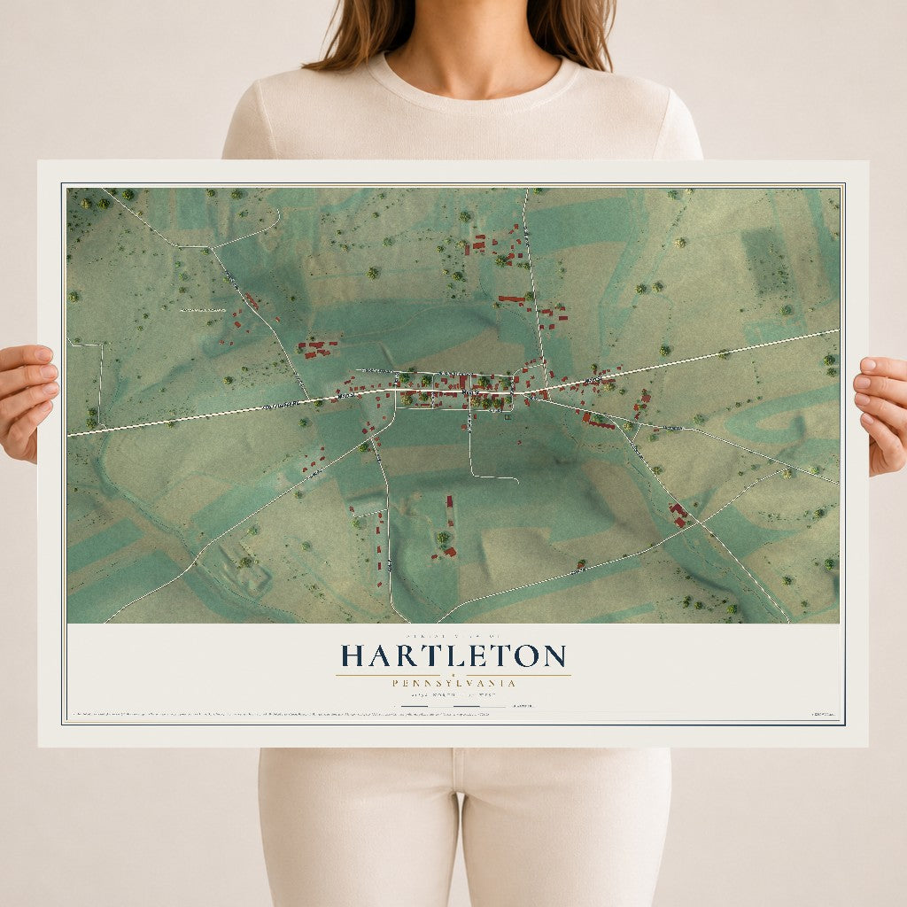 Map of Hartleton, Pennsylvania, 18 x 24 inch unframed archival matte print