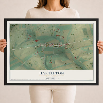 Map of Hartleton, Pennsylvania, 18 x 24 inch print in a black wood frame