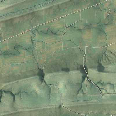 Second close-up of the map of Hartley, Pennsylvania print showing more streets and buildings