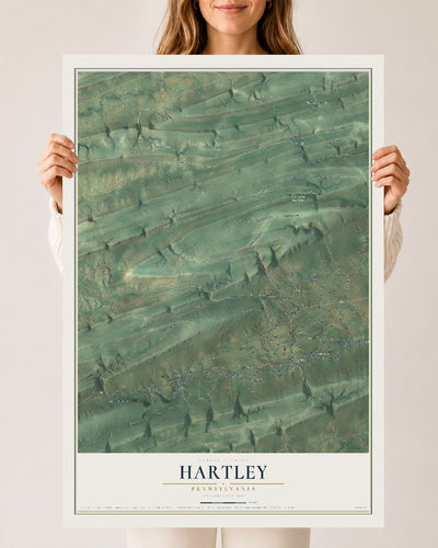 Map of Hartley, Pennsylvania, 24 x 36 inch unframed archival matte print
