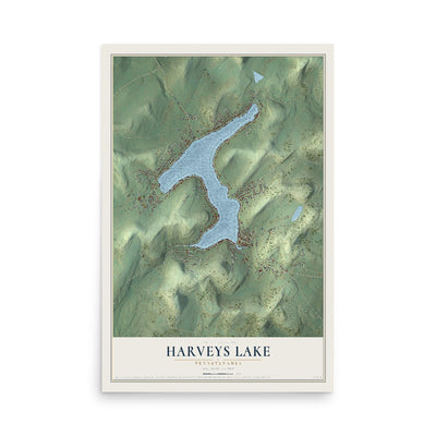 Map of Harveys Lake, Pennsylvania, 12 x 18 inch unframed archival matte print
