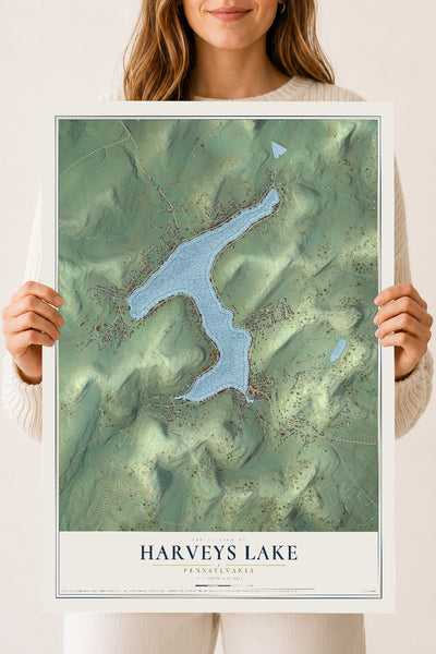 Map of Harveys Lake, Pennsylvania, 18 x 24 inch unframed archival matte print