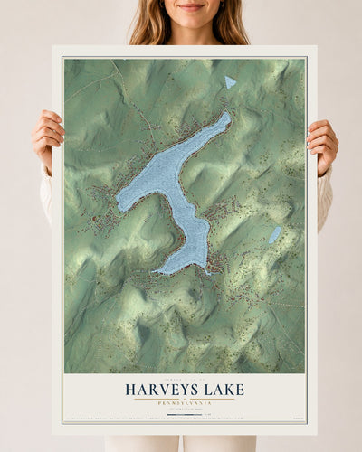 Map of Harveys Lake, Pennsylvania, 24 x 36 inch unframed archival matte print