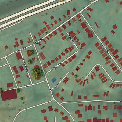 Close-up of the map of Harwick, Pennsylvania print showing street and building detail