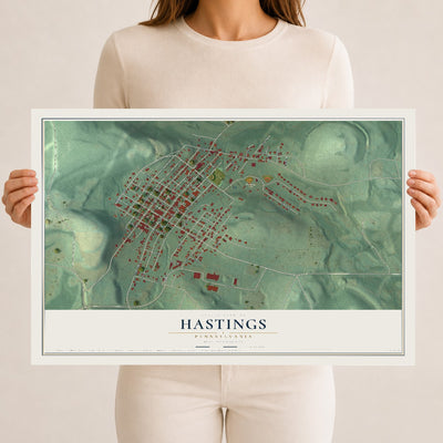 Map of Hastings, Pennsylvania, 12 x 18 inch unframed archival matte print