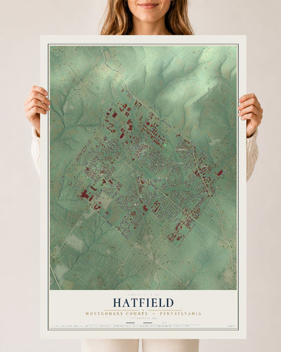 Map of Hatfield, Montgomery County, Pennsylvania, 24 x 36 inch unframed archival matte print