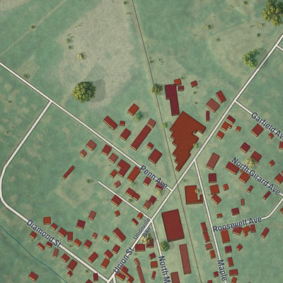 Second close-up of the map of the Borough of Hatfield, Montgomery County, Pennsylvania print showing more streets and buildings