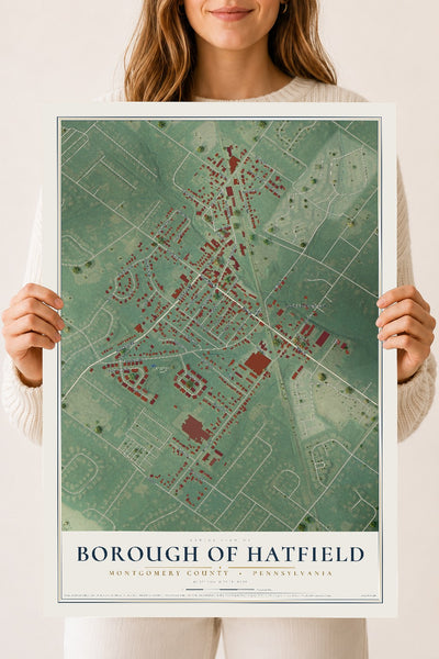 Map of the Borough of Hatfield, Montgomery County, Pennsylvania, 18 x 24 inch unframed archival matte print