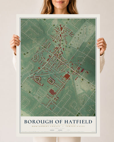 Map of the Borough of Hatfield, Montgomery County, Pennsylvania, 24 x 36 inch unframed archival matte print