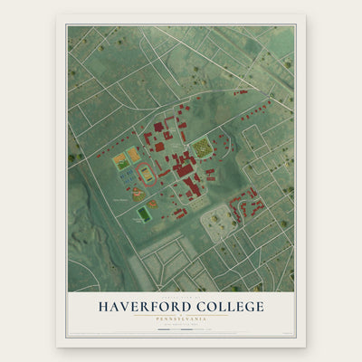 Haverford College, Pennsylvania map print, the full design