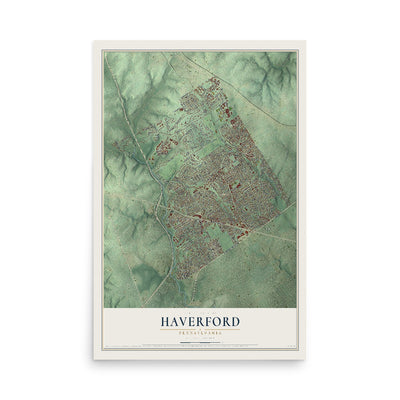 Map of Haverford, Pennsylvania, 12 x 18 inch unframed archival matte print