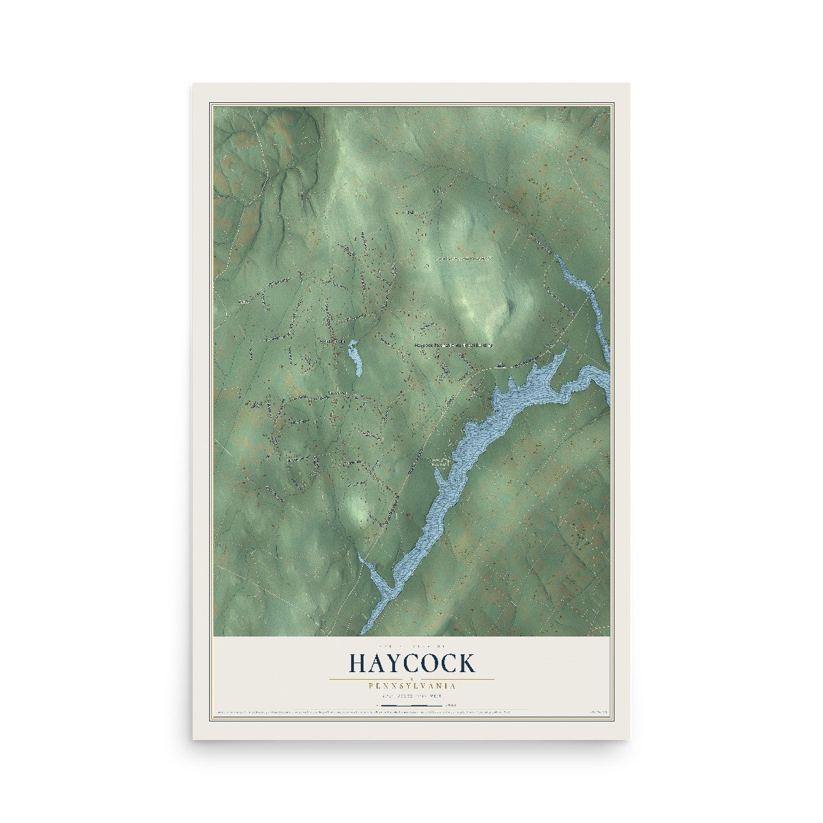 Map of Haycock, Pennsylvania, 12 x 18 inch unframed archival matte print