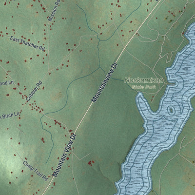 Second close-up of the map of Haycock, Pennsylvania print showing more streets and buildings