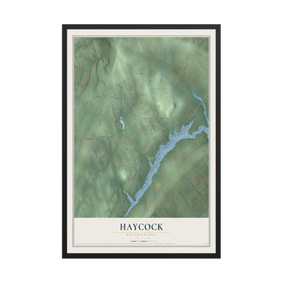 Map of Haycock, Pennsylvania, 12 x 18 inch print in a black wood frame