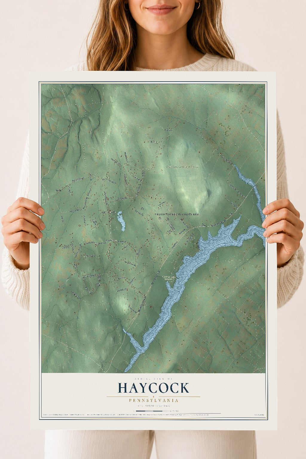 Map of Haycock, Pennsylvania, 18 x 24 inch unframed archival matte print